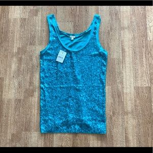 J. Crew Factory Womens Teal Sequin Tank Top Size XS NWT